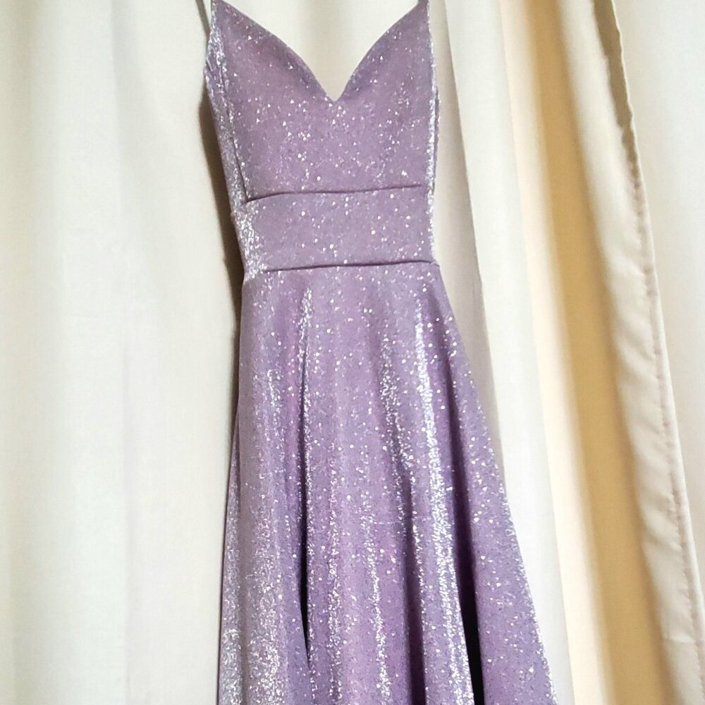Lavender shiny strappy dress
